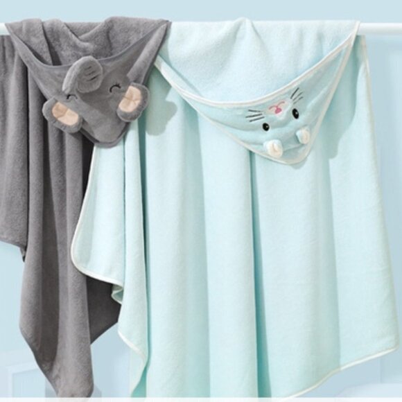 SOFT and Cuddly Baby Bath Towel Pink, Blue, White and Gray - Picture 7 of 8